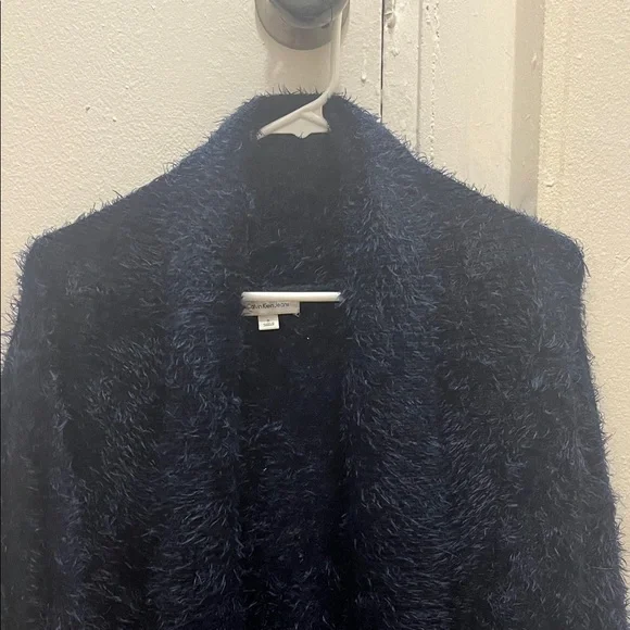 Calvin Klein Jeans Navy Blue Fuzzy Cardigan Size Small - Picture 4 of 8